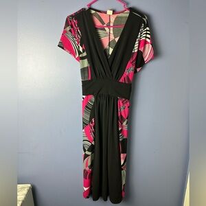 Newport Pink and Black multi design Midi Dress Plus Size 1X